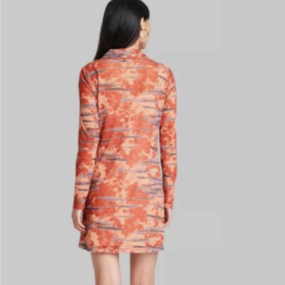 Women's Long Sleeve Button-Front Mesh Dress - Wild Fable™ Orange Tie-Dye Small - Picture 6 of 6